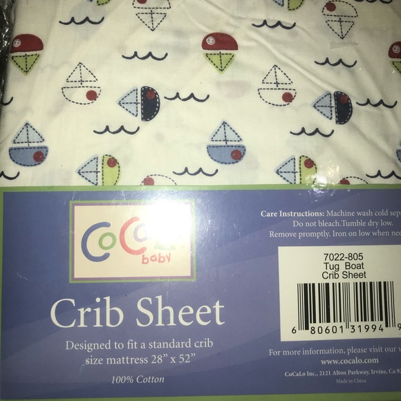 Cocalo Crib Sheets Tug boat collection Baby Nursery Newborn 28" x 52 NIP - Picture 4 of 4